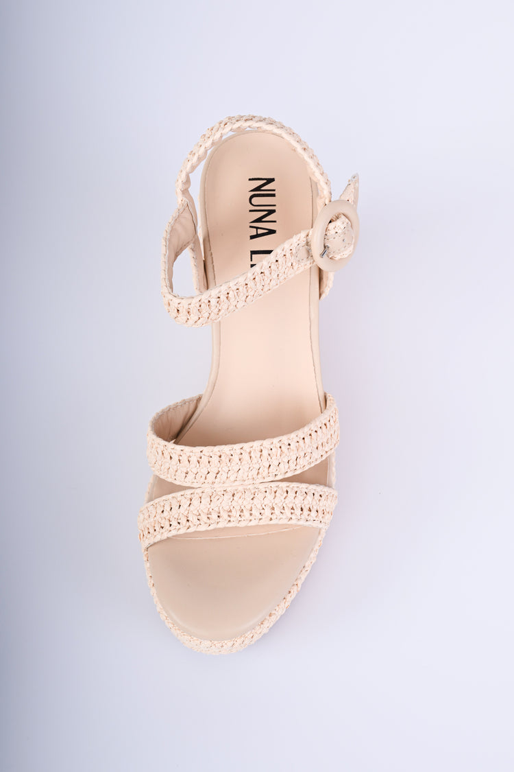 Sandali in rafia con zeppa