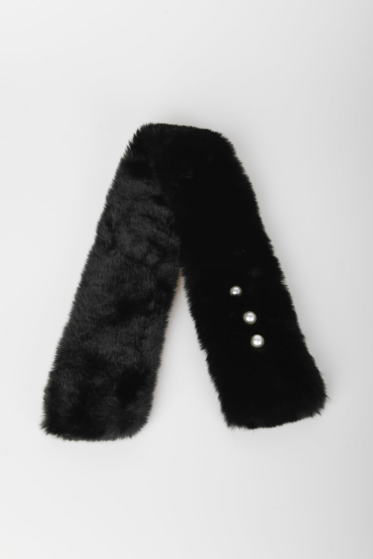 Sciarpa in faux fur con perle