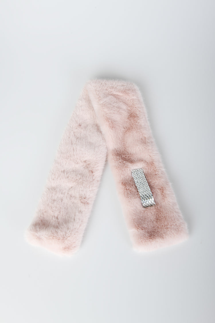 Sciarpa in faux fur con strass