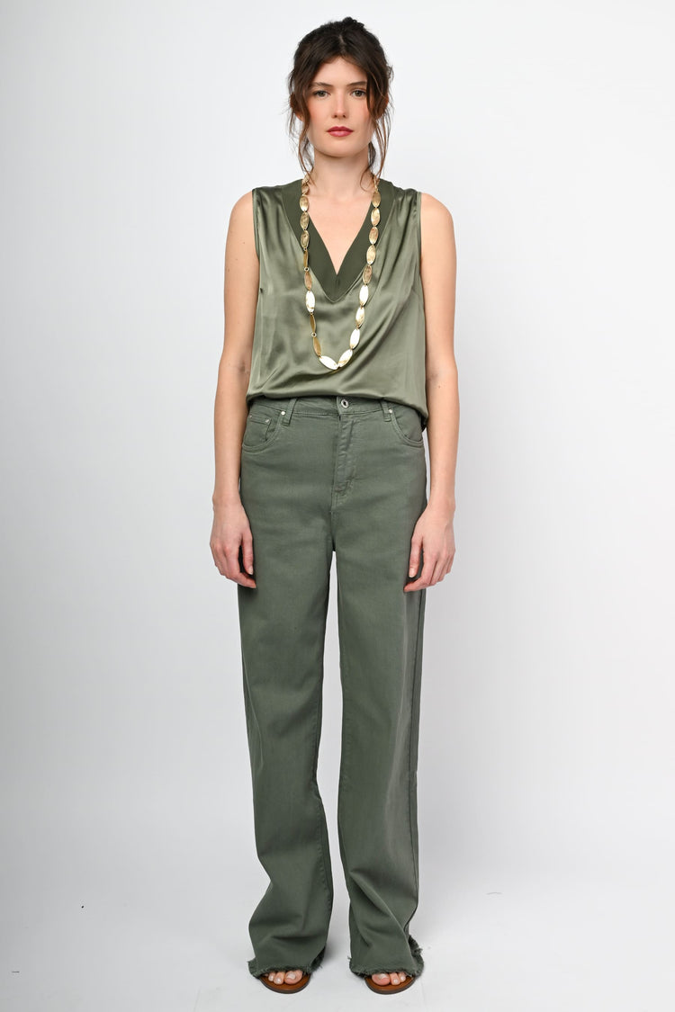 Pantaloni in drill a gamba ampia