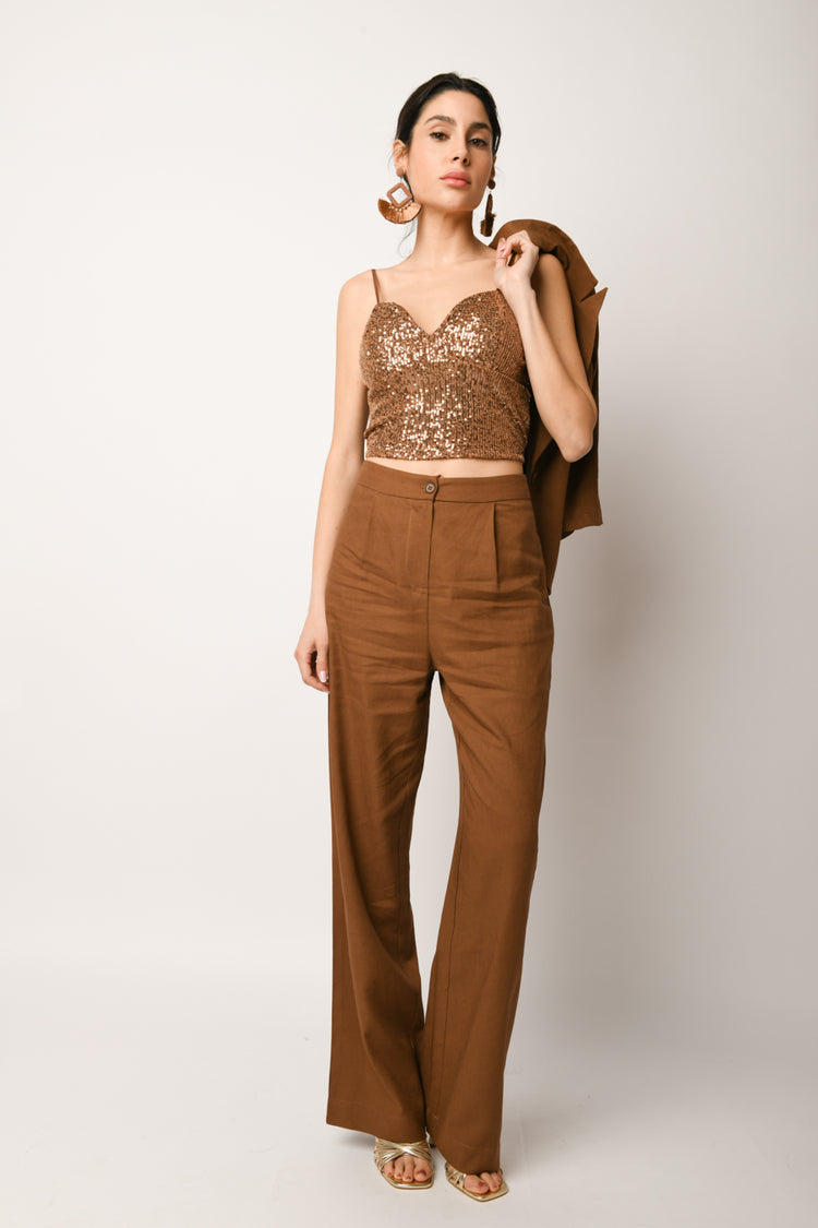 Top crop con paillettes