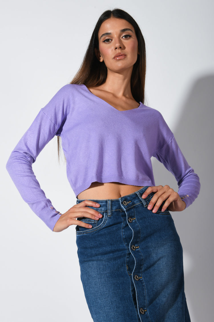 Pull crop con scollo a V