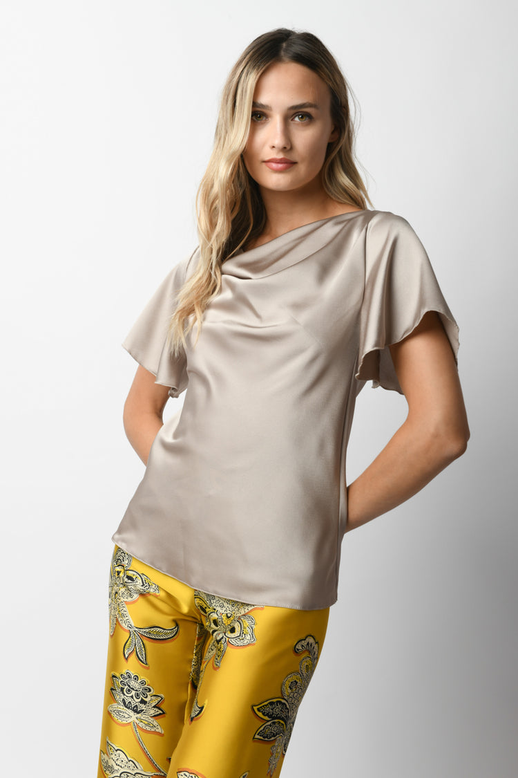 Top in raso drappeggiato