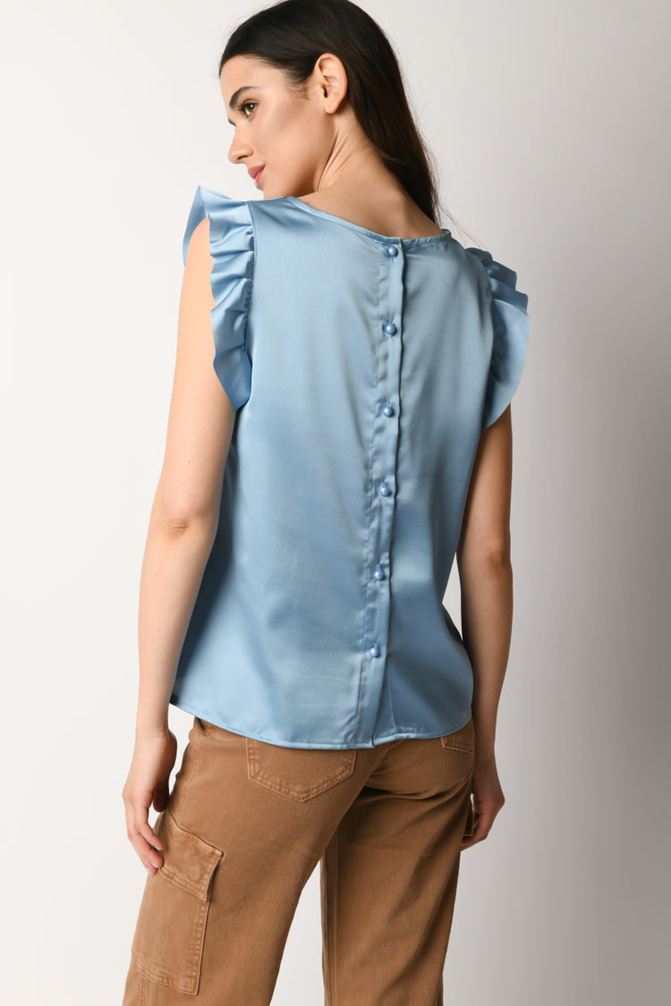 Top in raso con volants