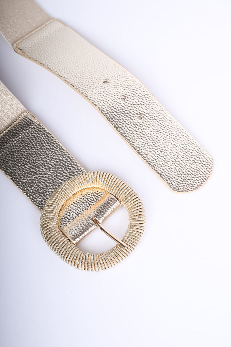 Cintura elastica alta con fibbia tonda