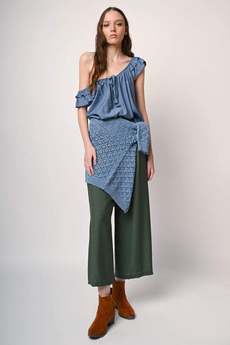 Top con rouches e laccetti