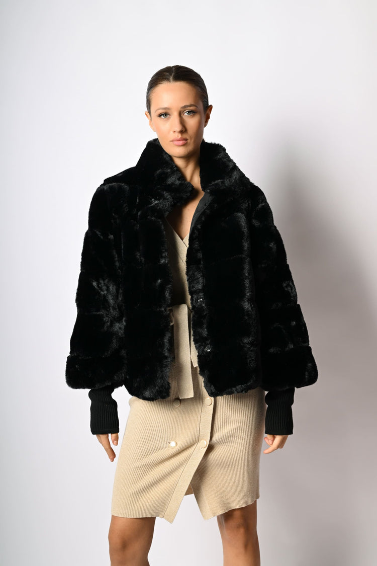 Giacca in faux fur trapuntata