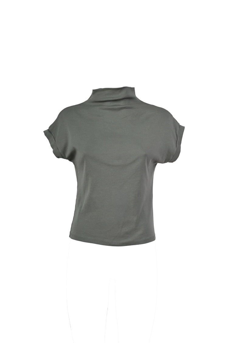 Top in cotone con collo alto