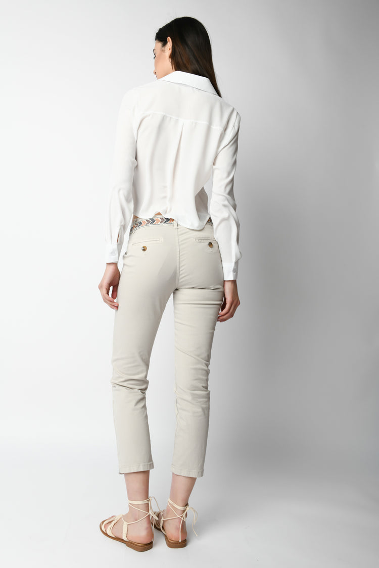 Pantaloni chino con cintura jacquard