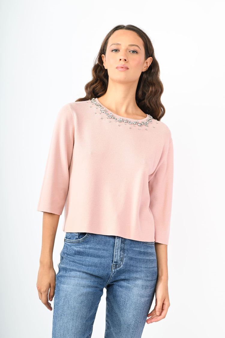 Pull con strass decorativi