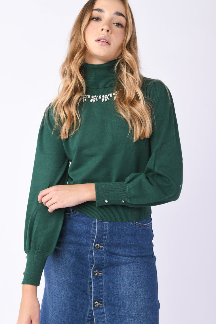 Dolcevita con strass decorativi