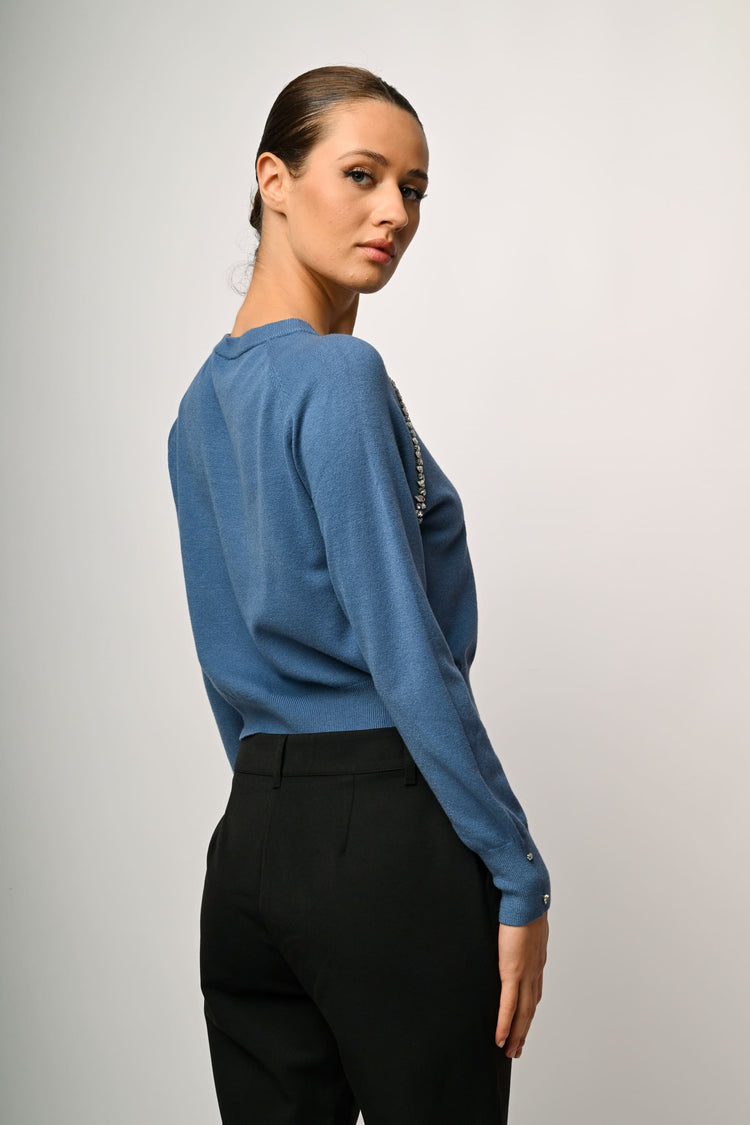 Pull crop con decorazione strass