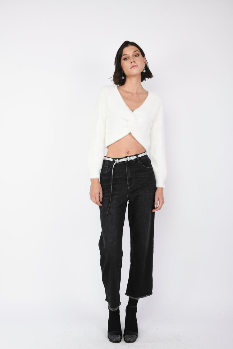 Top crop in maglia con nodo