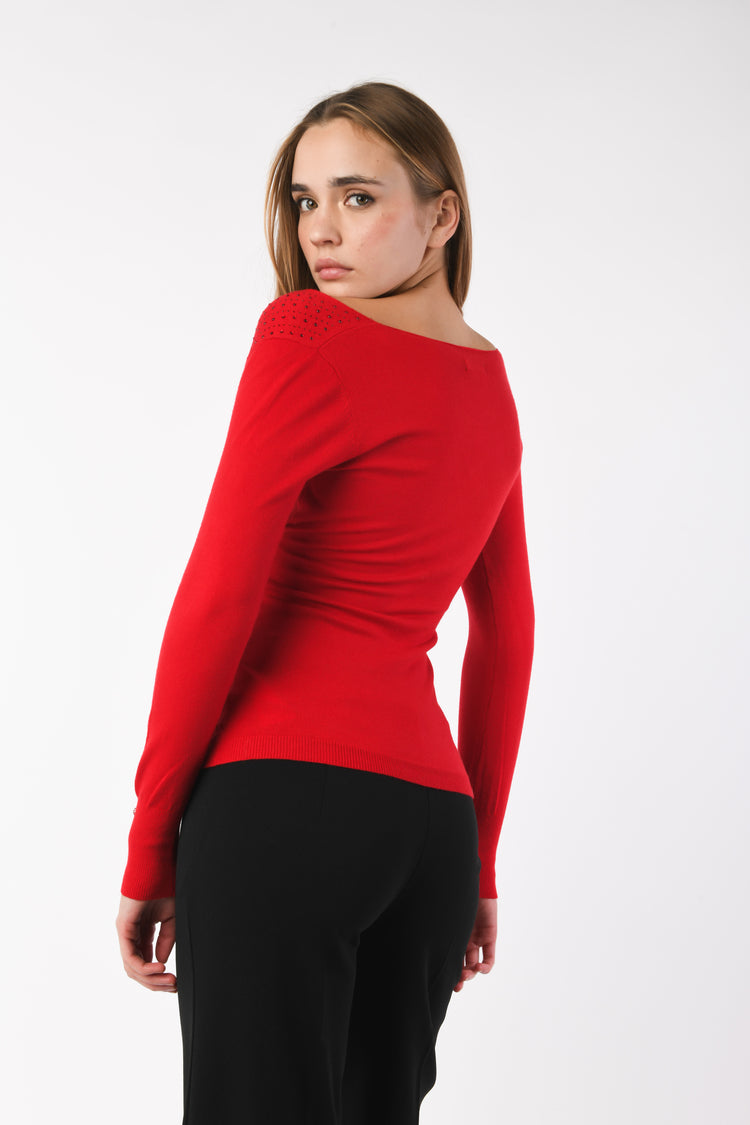 Pull con decorazione in strass