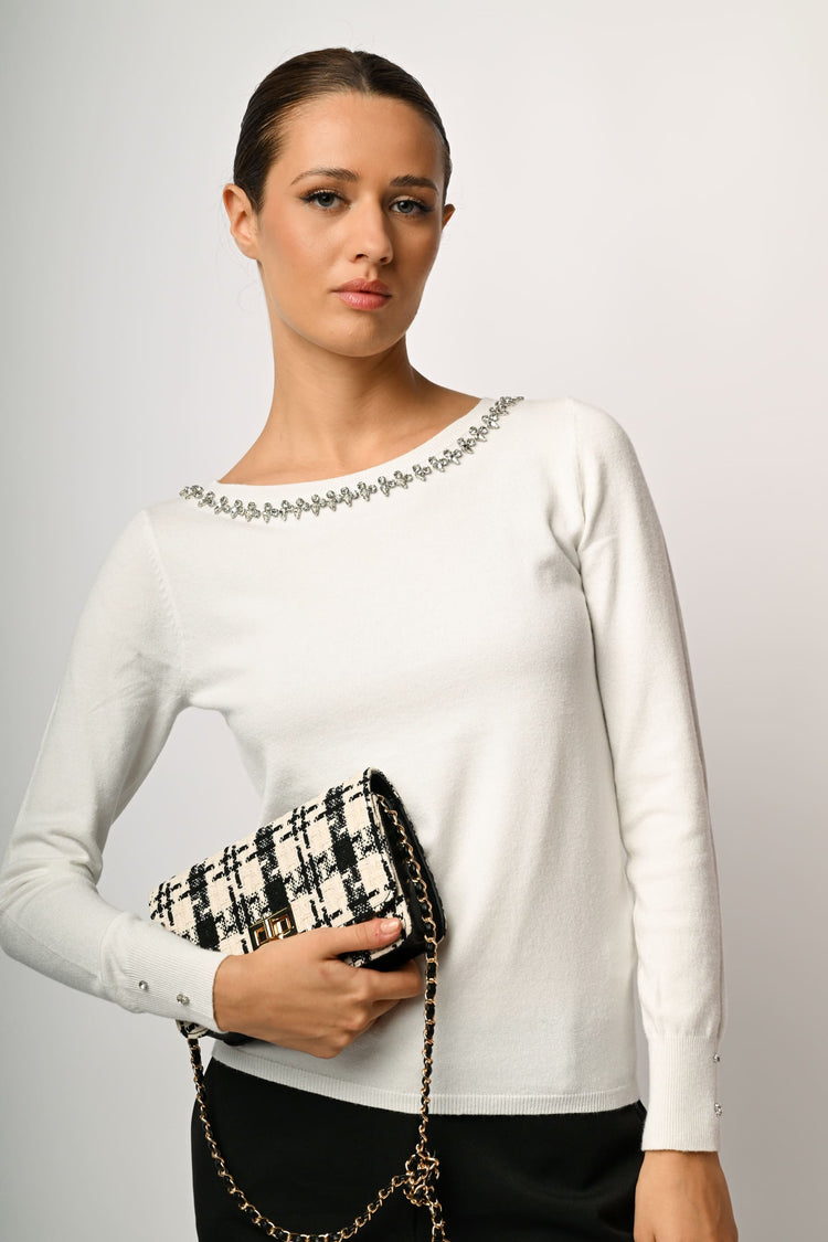 Pull con decorazione strass