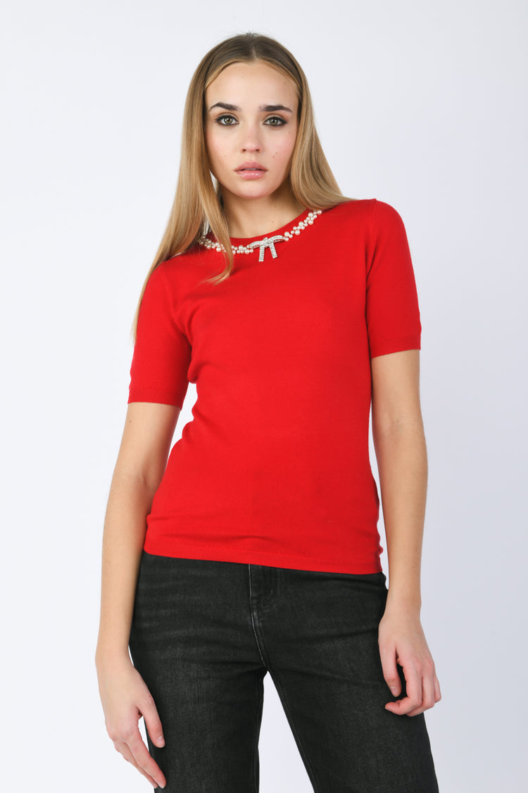 Pull con decorazione gioiello