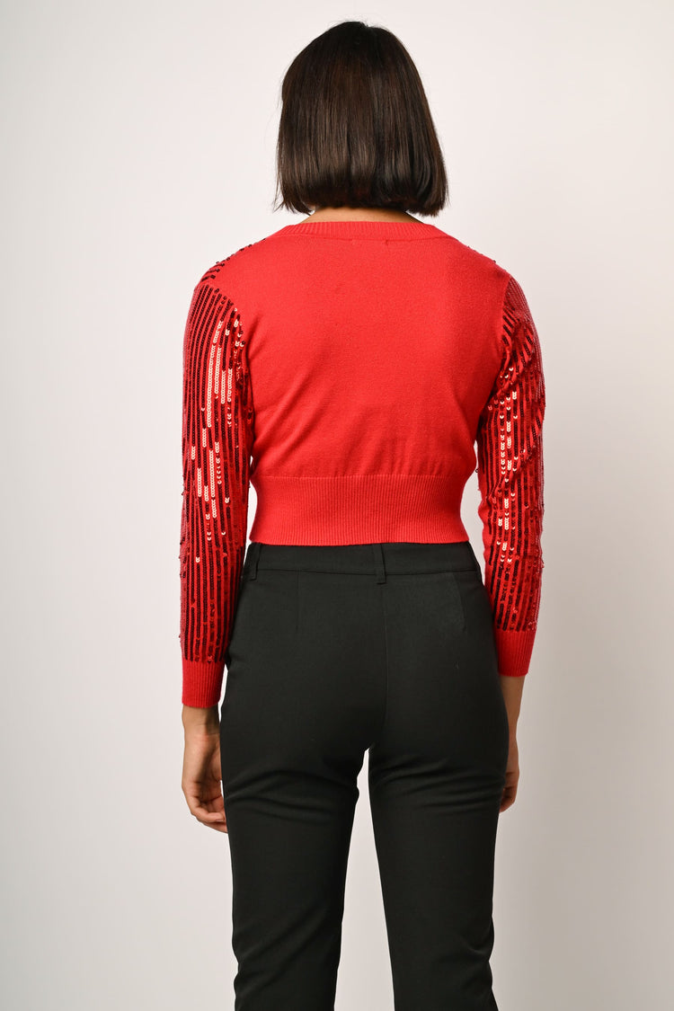 Cardigan crop con paillettes