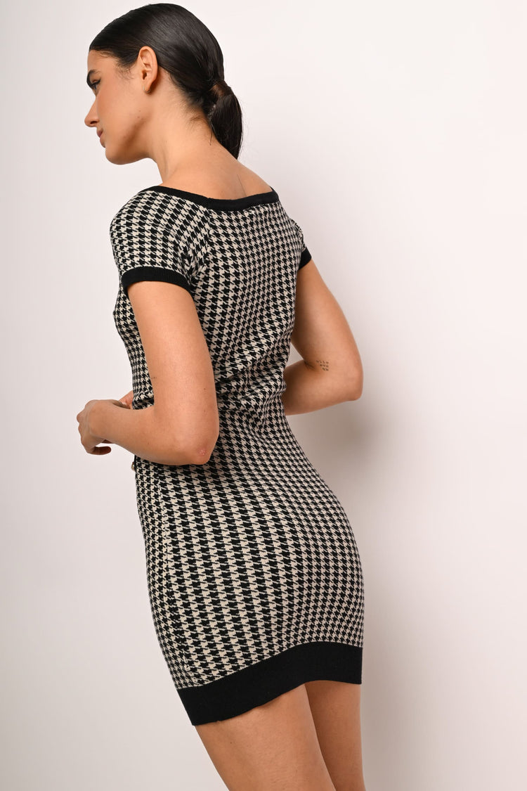 Mini abito in maglia pied-de-poule