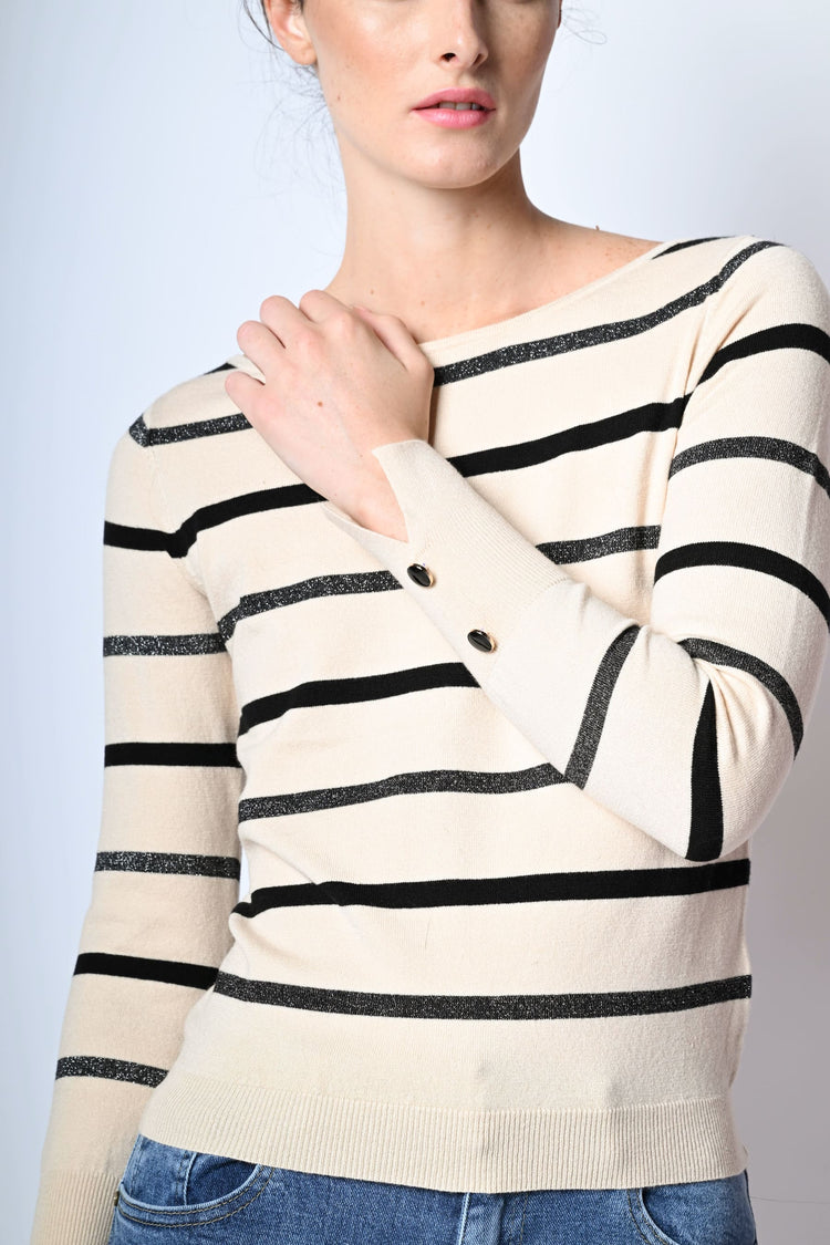 Pull a righe in maglia lurex