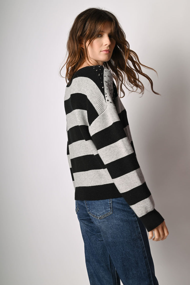 Pull a righe con strass