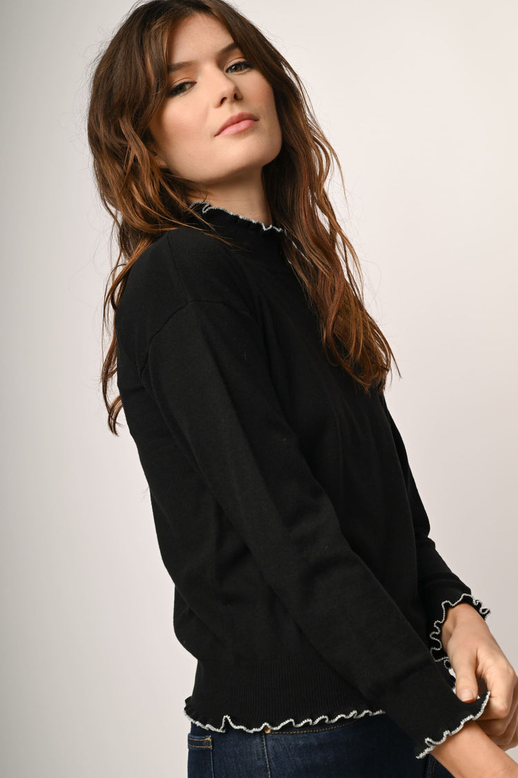 Lupetto con profili lurex ondulati