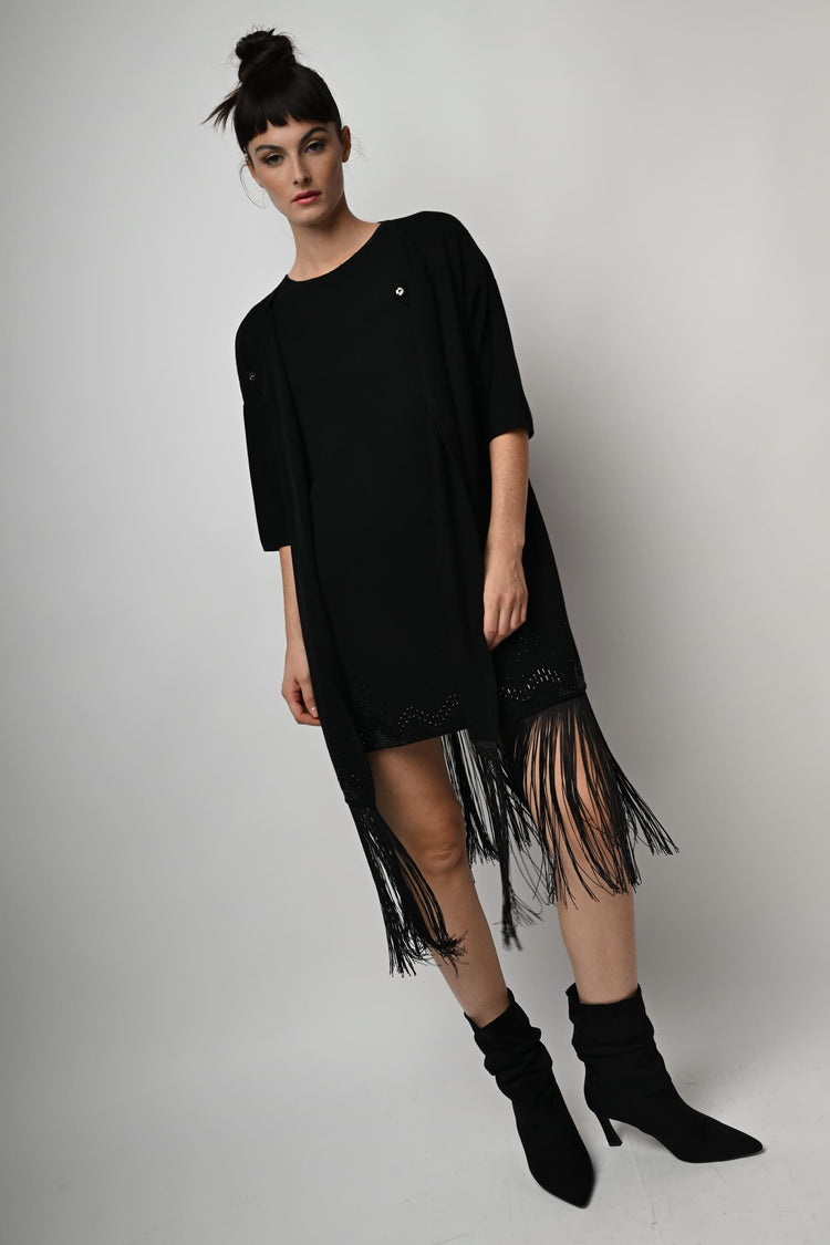 Cardigan lungo con frange