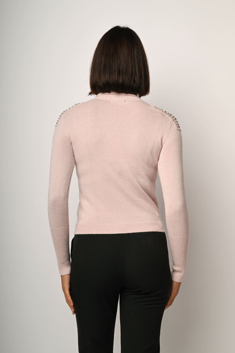 Dolcevita con perline sulle spalle