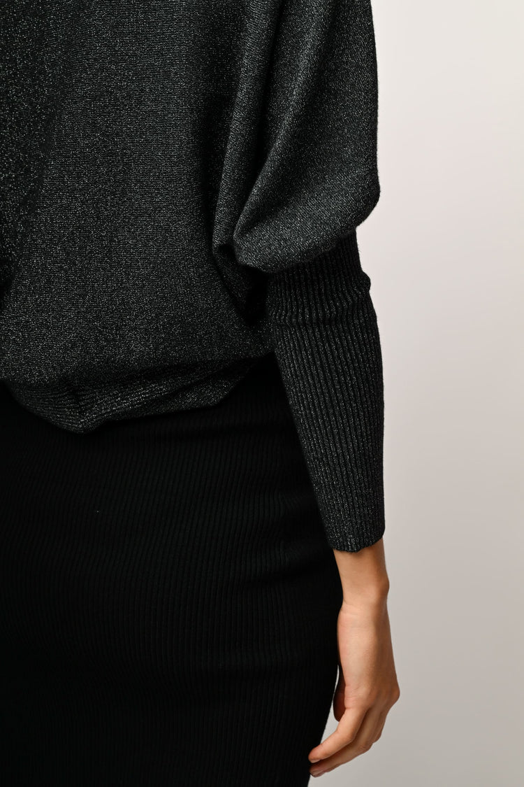 Cardigan arrotondato in maglia lurex
