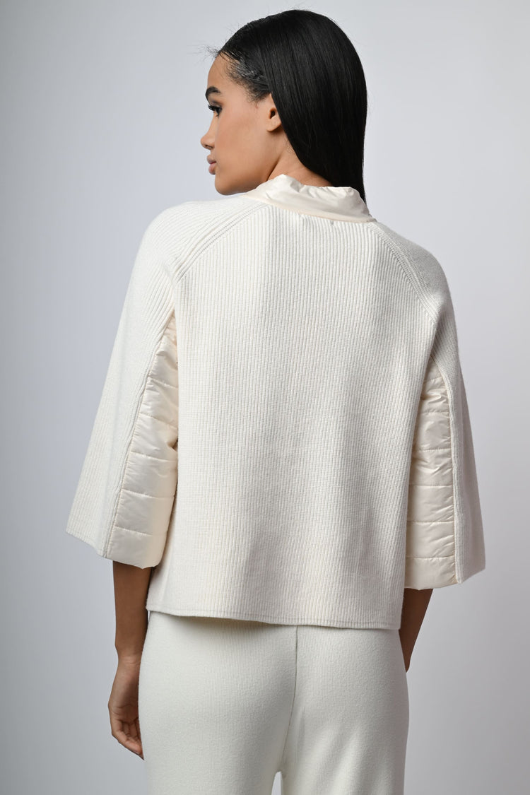 Giacca bi-materiale in nylon e maglia