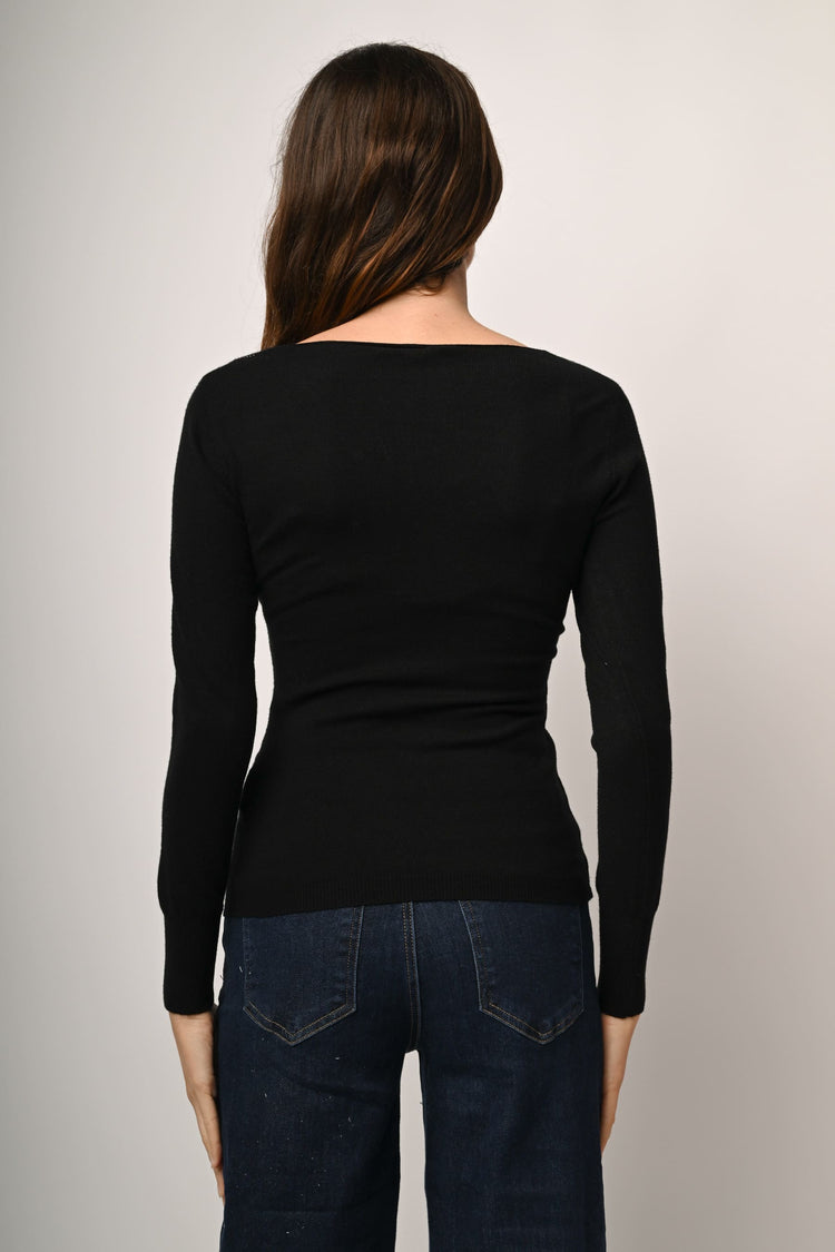 Pull incrociato con decorazione strass