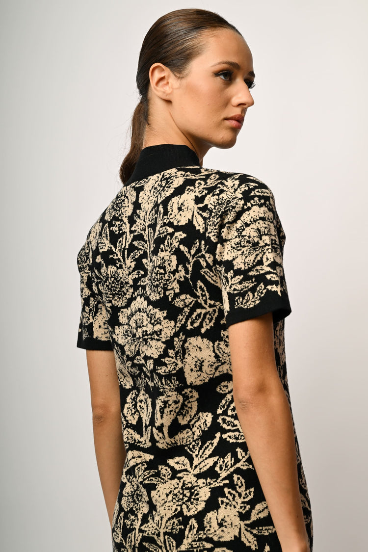 Mini abito in maglia jacquard floreale