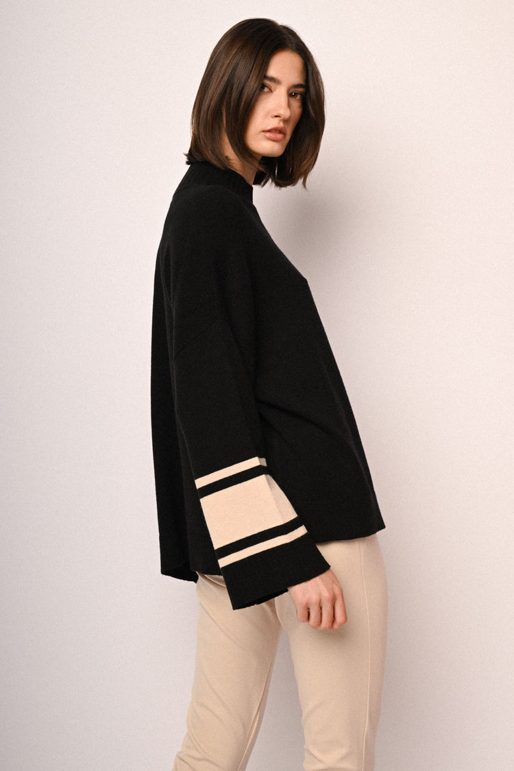 Lupetto oversize con bande a contrasto