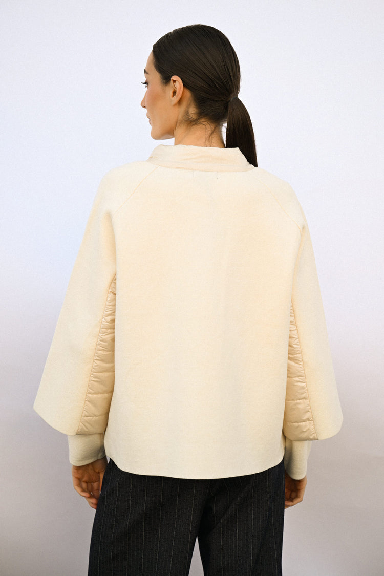 Giacca bi-materiale trapuntata