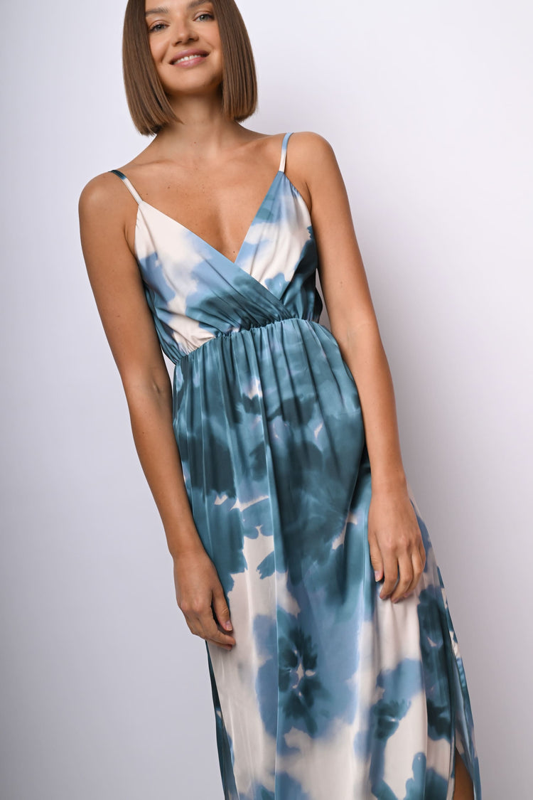 Abito lungo a stampa floreale astratta