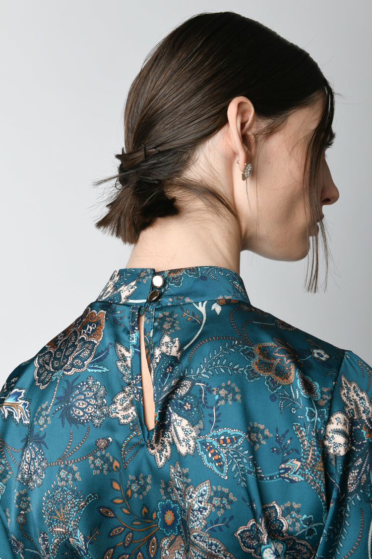 Blusa a stampa etnico-floreale