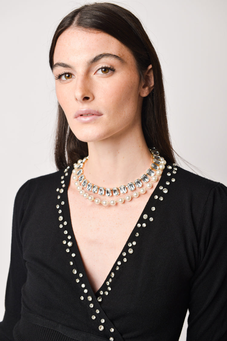 Collana con perle e cristalli