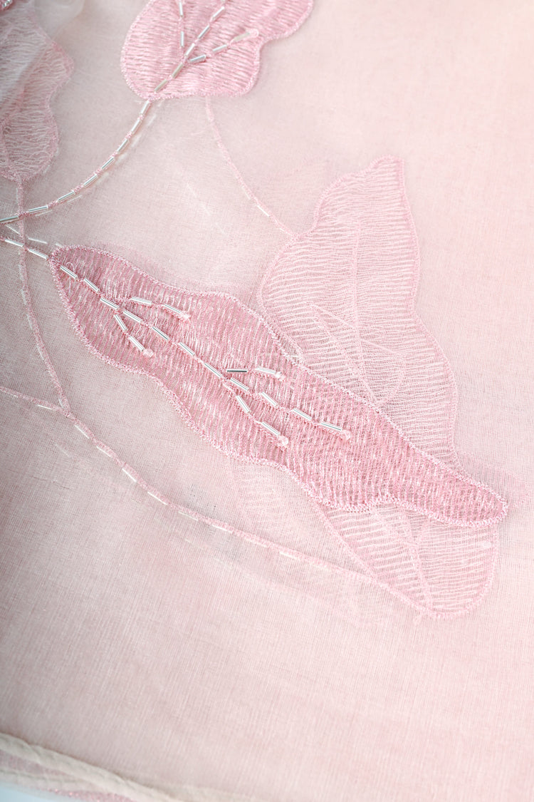 Stola con ricamo floreale e perline