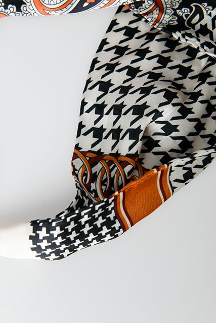 Foulard a stampa pied-de-poule e paisley