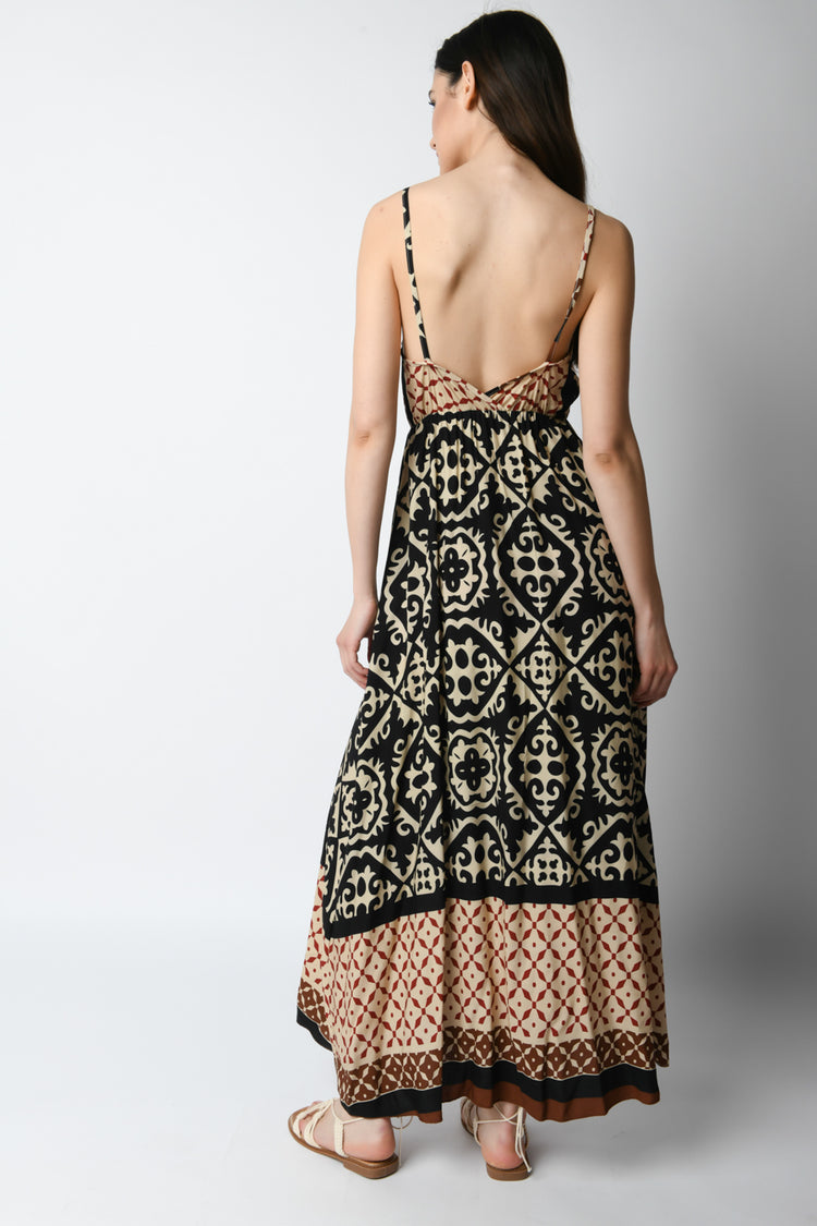 Abito lungo a stampa etnica