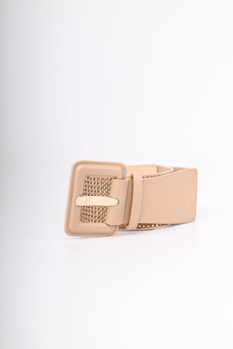 Cintura fibbia quadrata e strass