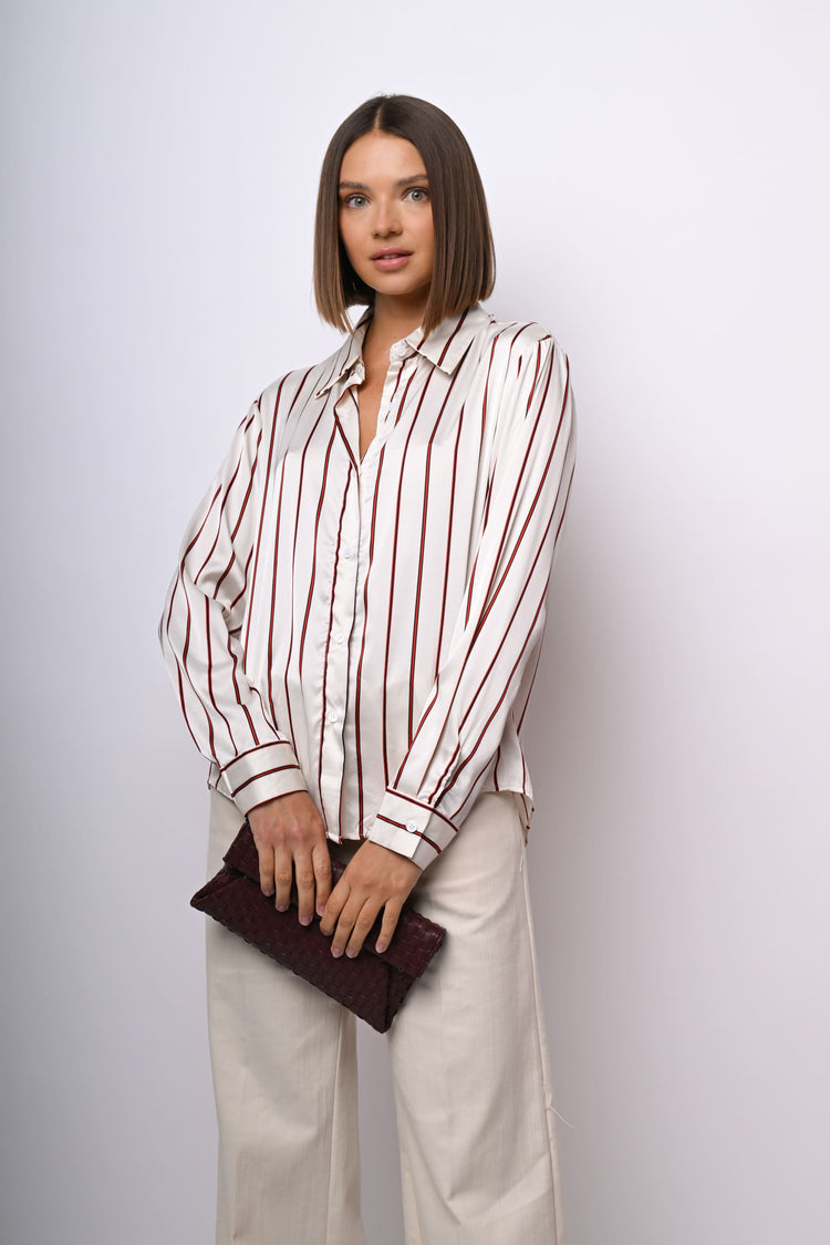 Camicia in raso a righe