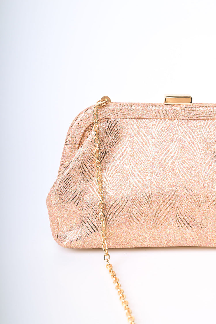 Pochette in raso con decorazione lamé