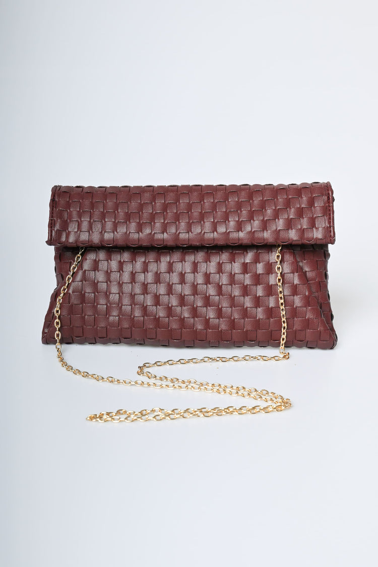 Pochette a busta in similpelle intrecciata