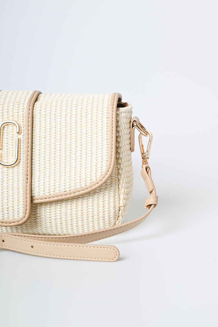 Borsa piccola a spalla in rafia