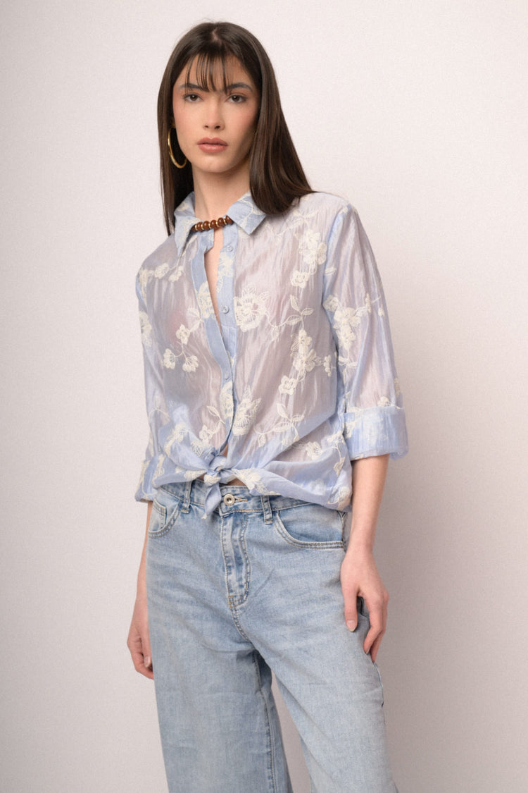 Camicia in organza con ricami