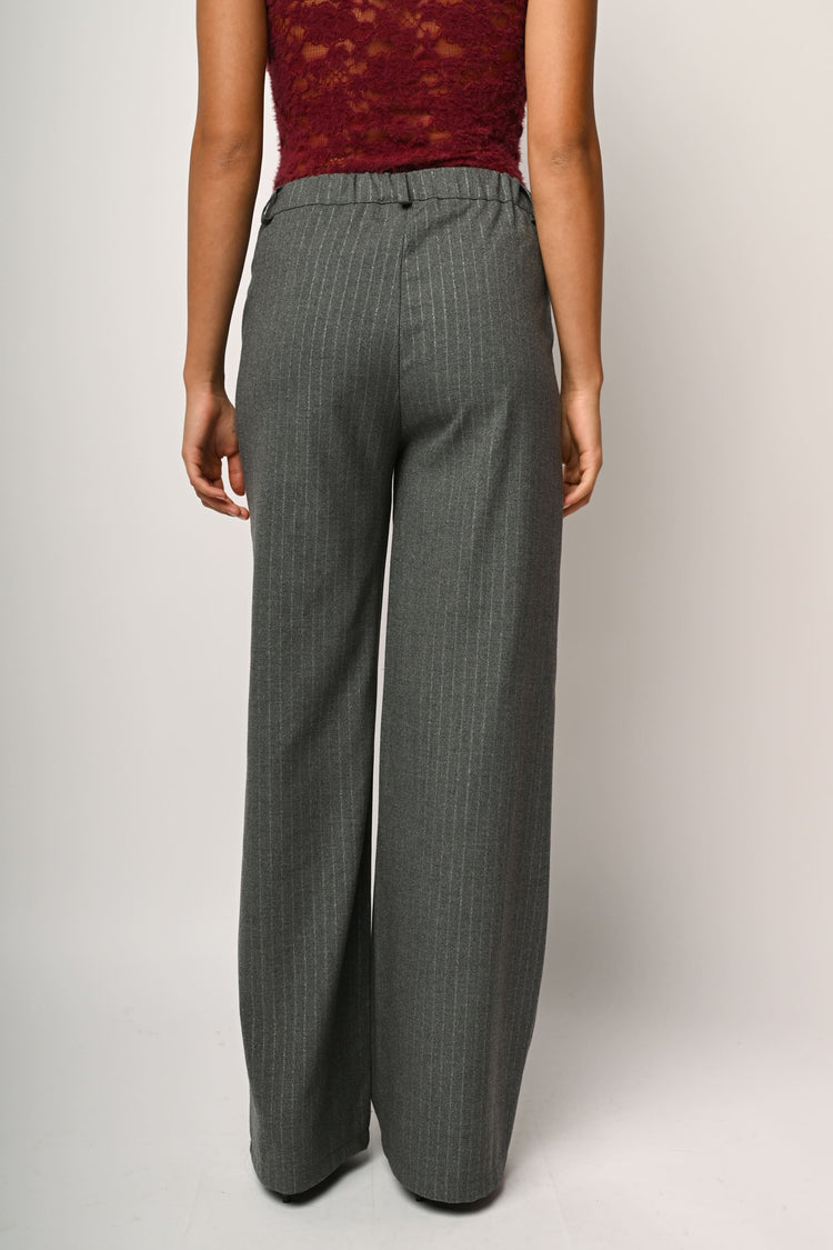 Pantaloni a stampa gessata lurex
