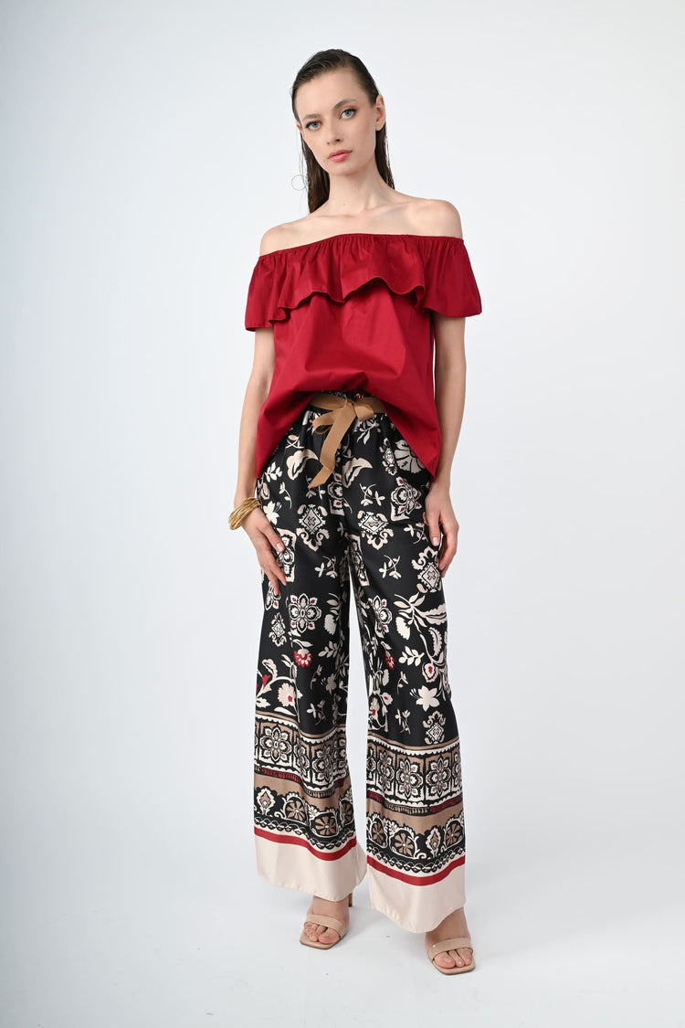 Top in cotone con volant