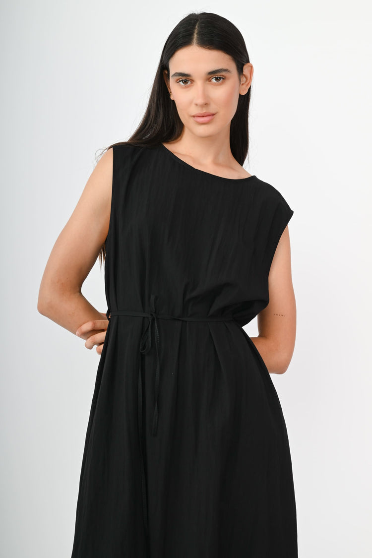 Abito midi misto viscosa con cinturino