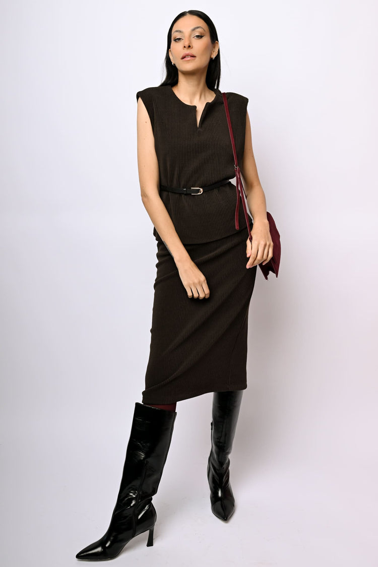 Gonna midi in velluto a coste