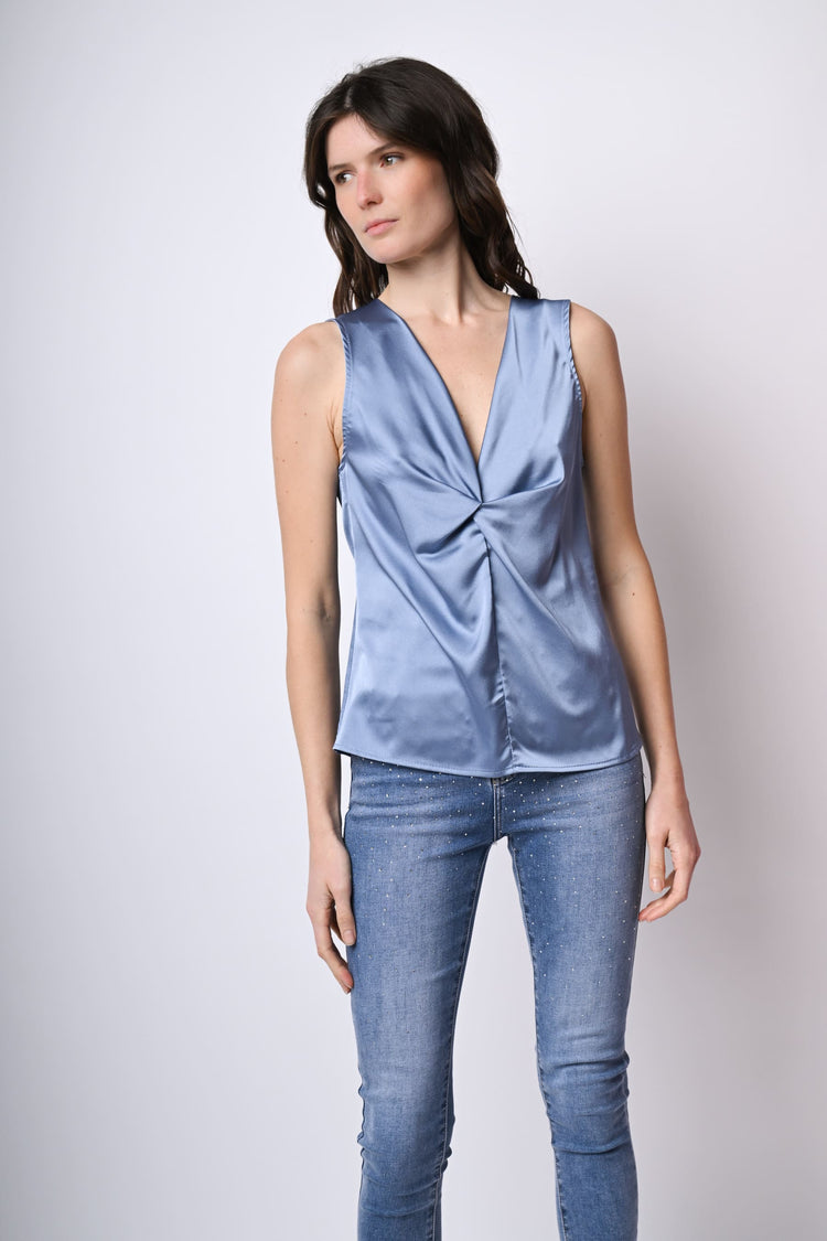 Top in raso con nodo